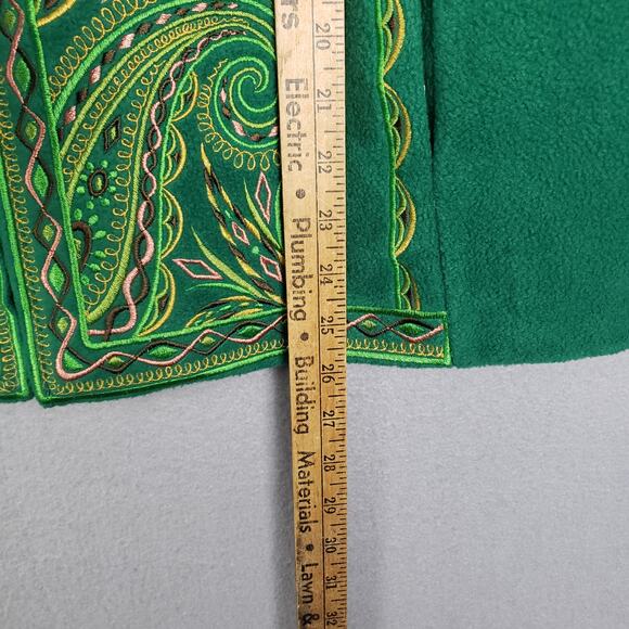 Bob Mackie Women's XL Faux Fur Embroidered Zip Up Vest Green Celtic Vibe Layer‎ - Picture 7 of 10